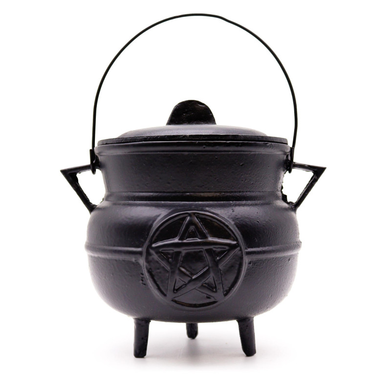 Extra Veľký Liatinový Kotlík s Pentagramom 21x15cm