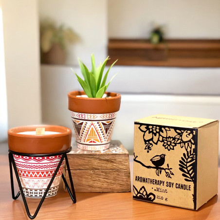 48 Aromaterapeutických Sviečok s Bavlnenými Taškami a Dreveným Stojano