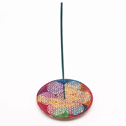 2x Stojan na Vonné Tyčinky Disk 12cm - 7 Kvetov Života