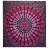 Dvojitá Bavlnená Prikrývka + Záves na Stenu - Peacock Mandala - Fialov