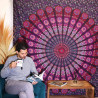 Dvojitá Bavlnená Prikrývka + Záves na Stenu - Peacock Mandala - Fialov