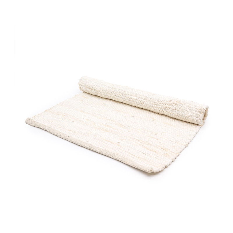 Stredný Indický Ručne Tkaný Bavlnený Koberec - 90x150cm - Krémový