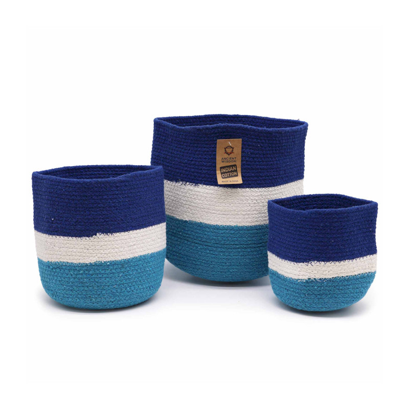 Sada 3 Košíkov z Jutového povrazu Evil Eye – 15 cm / 20 cm / 25 cm