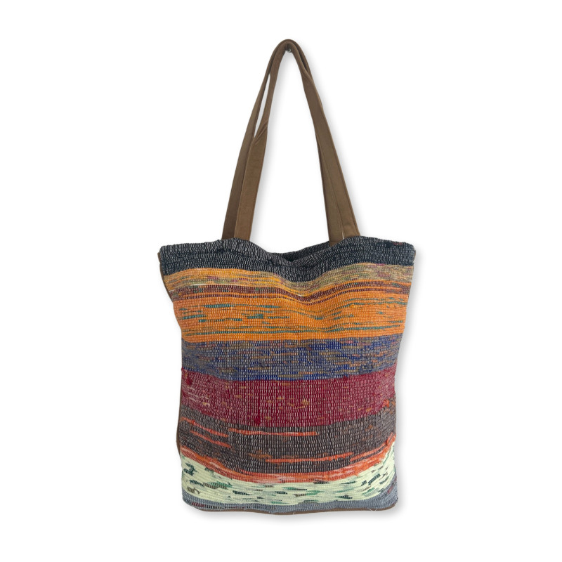 Veľká Recyklovaná Kobercová Taška – Hnedé Odtiene