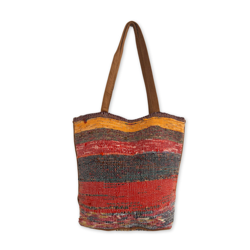 Veľká Recyklovaná Kobercová Taška - Odtiene Ružovej