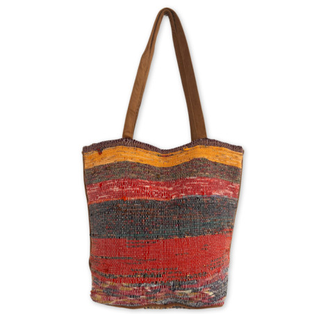 Veľká Recyklovaná Kobercová Taška - Odtiene Ružovej