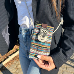 Taška na Mobil s Pruhmi, Viacfarebné a Biele - Dekor Sova