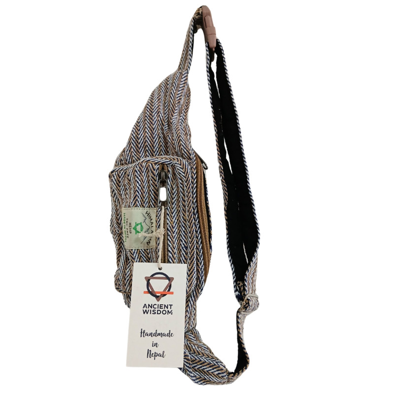 Bavlnená Taška na Opasok v Štýle Konope - Modrá