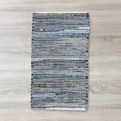 Malý Koberec z Juty a Recyklovanej Bavlny - 50 x 90 cm - modrý