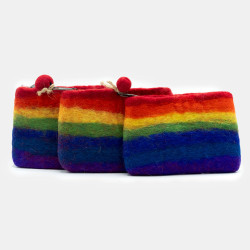 3x Vrecúško na Zips z Prírodnej Plsti (rôzne) - Dúha