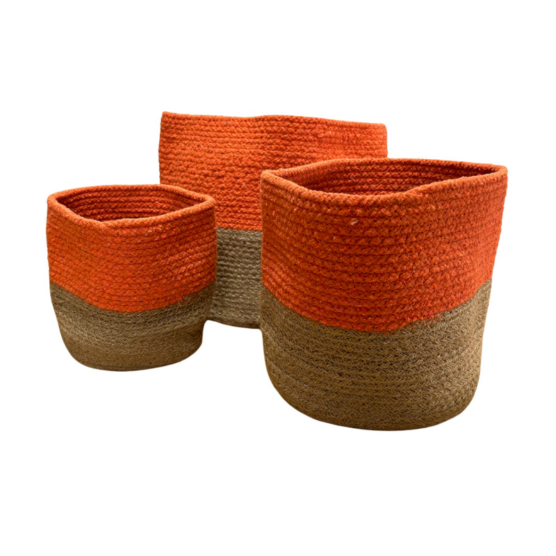 Malý Úložný Kôš z Bavlneného/Jutového Povrazu 15x15cm - Oranžový