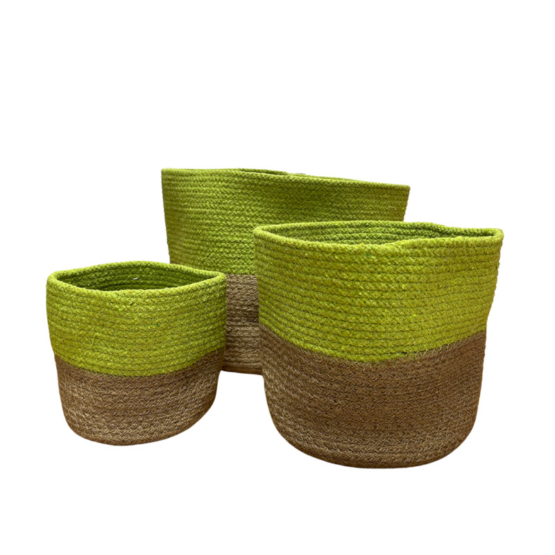 Stredný Úložný Kôš z Bavlneného/Jutového Povrazu 20x20cm - Zelený