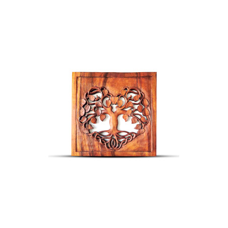 Štvorcový Dekoratívny Drevený Panel Strom Života 30x30cm