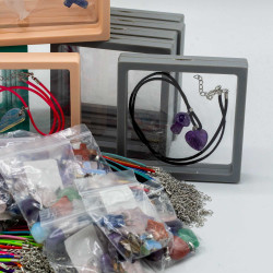 120x Prívesky z Drahých Kameňov so Závesnými Šnúrkami a Flexi Rámom