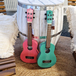 Ručne Vyrábané Ukulele - Tyrkysová Povrchová Úprava (4 struny)
