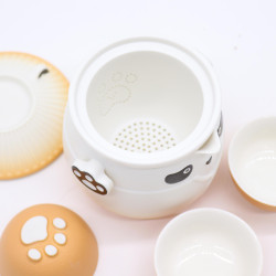 Čajová Súprava Panda a Tri Šálky - Oranžová