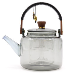 Sklenený Čajník - Antracitový - S Parným Systémom - 1000ml