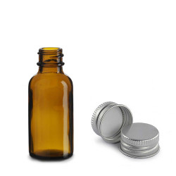 120x 30 ml Fľaša Boston z Jantárového Skla s Hliníkovým Uzáverom