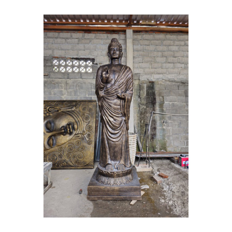 Vysoká Starožitná Zlatá Stojaca Socha Budhu - 3 m vysoká