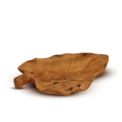 Veľká Misa na Ovocie z Teakového Dreva v Tvare Listu - 40x24x5cm