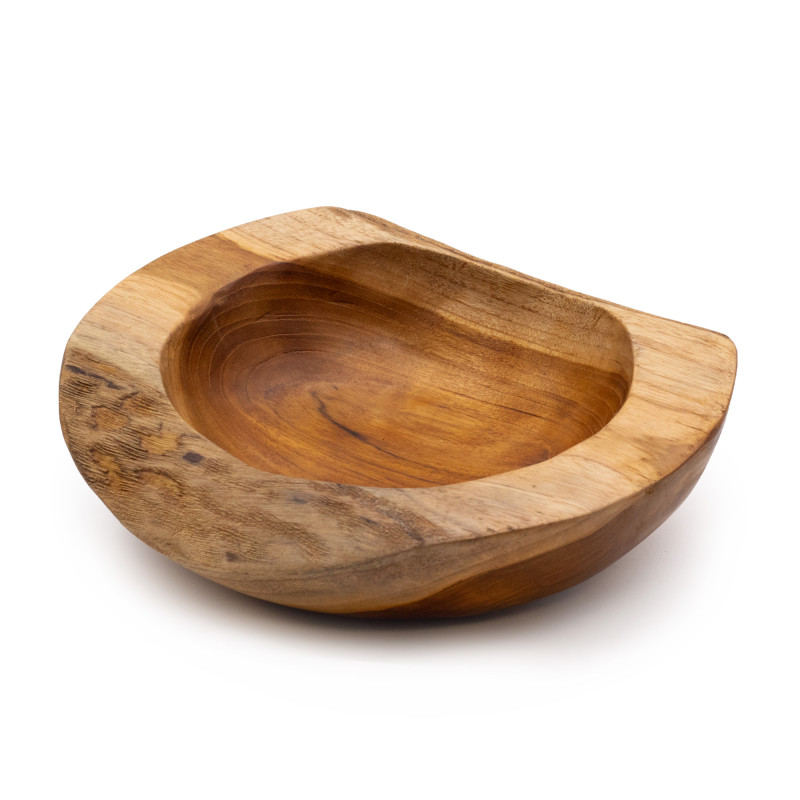 Veľká Miska z Teakového Dreva v Prírodnom Tvare - 25x7cm