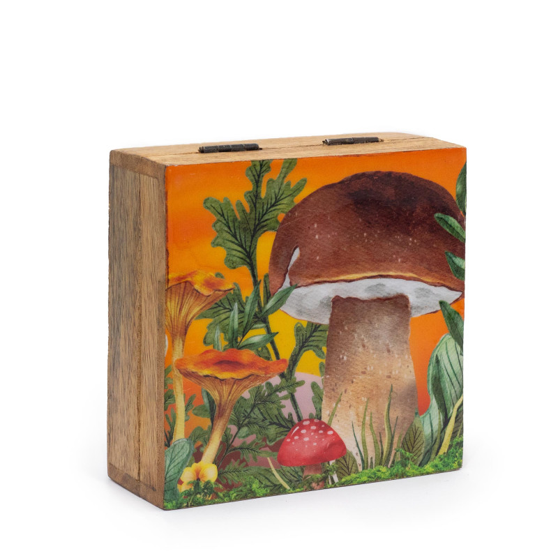 Stredná Smaltovaná Štvorcová Krabička 13,5 x 13,5 x 6 cm -Hríbový Diza
