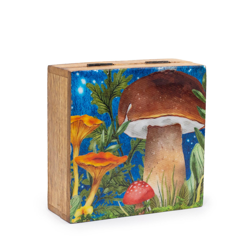 Stredná Smaltovaná Štvorcová Krabička 13,5 x 13,5 x 6 cm -Hríbový Diza
