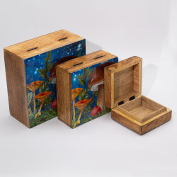 Veľká Smaltovaná Štvorcová Krabička 15x17,5x8cm - Hríbový Dizajn Modro