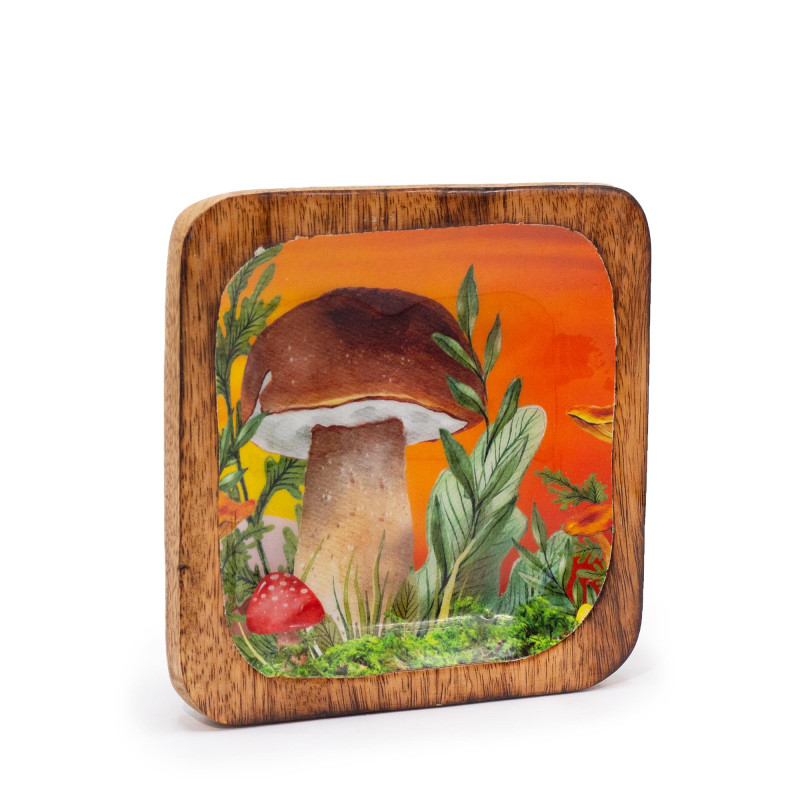 Veľký Štvorcový Podnos na Drobnosti 15x15x2,5cm - Hríbový Dizajn Gašta