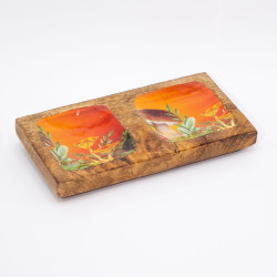 Dvojitý Podnos na Drobnosti 20x10x2,5cm - Hríbový Dizajn Gaštanový