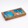 Dvojitý Podnos na Drobnosti 20x10x2,5cm - Hríbový Dizajn Modrozelený