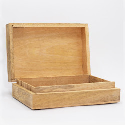 Veľká Obdĺžniková Krabička 21.5x14x6.3cm - Tvár Budhu Biela Vymývaná