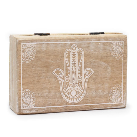 Veľká Obdĺžniková Krabička 21.5x14x6.3cm - Hamsa Biela Vymývaná