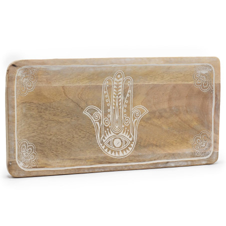 Dlhá Tácka 30x15x2.5cm - Hamsa Biela Vymývaná