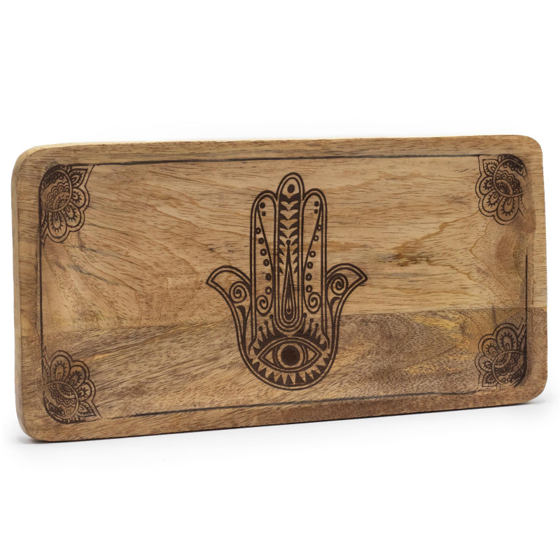 Dlhá Tácka 30x15x2.5cm - Hamsa Čierne Gravírovanie
