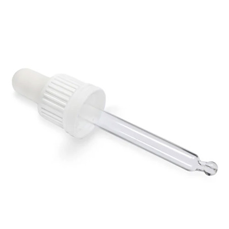 50x Biela Sklenená Pipeta T/E pre 50 ml Fľašku s Kvapkadlom 18mm