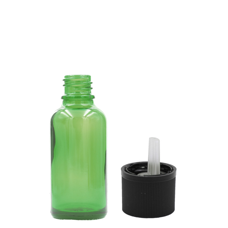255x 5 ml Zelená Sklenená Fľaška s Uzáverom s Detskou Poistkou