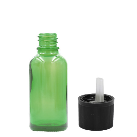 156x 15ml Zelená Sklenená Fľaška s Uzáverom s Detskou Poistkou