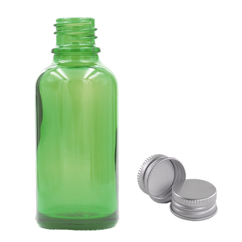 70x 100ml Zelená Sklenená Fľaška s Hliníkovým Uzáverom