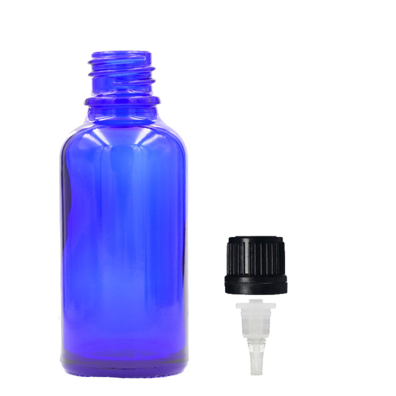 88x 50ml Modrá Sklenená Fľaška s Kvapkadlom