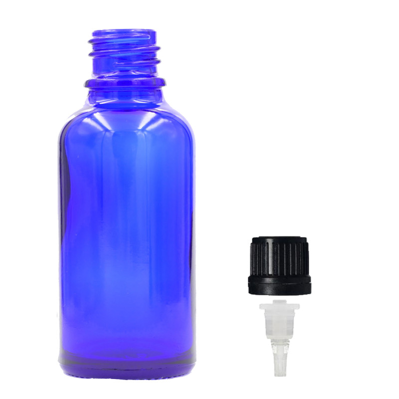 70x 100ml Modrá Sklenená Fľaška s Kvapkadlom