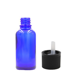 156x 15ml Modrá Sklenená Fľaška s Uzáverom s Detskou Poistkou