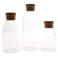 Sklenená Nádoba s Korkovým Uzáverom - Číra - 25cm