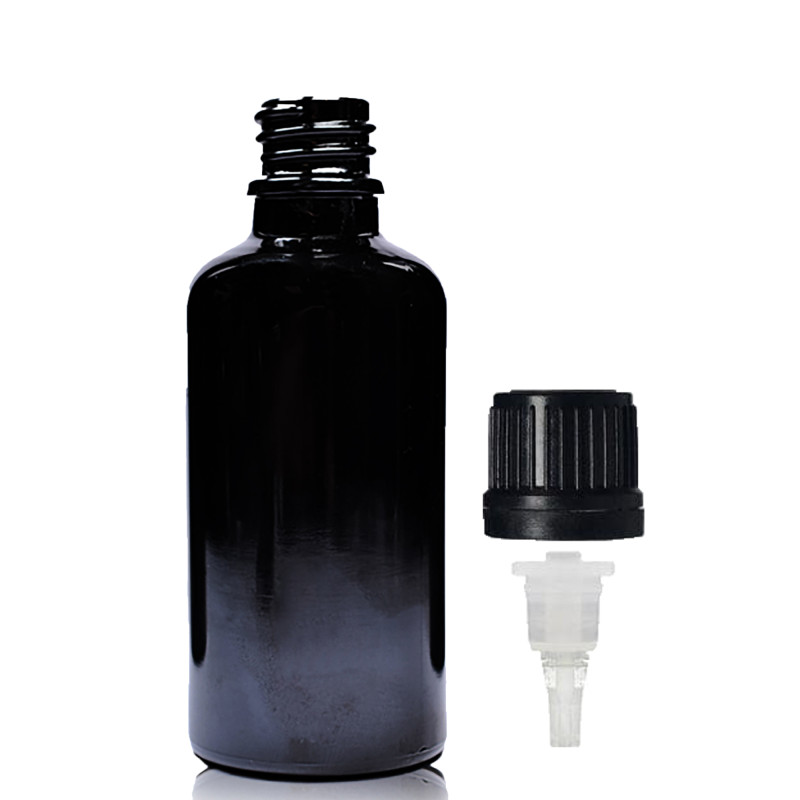 88x 50ml Čierna Sklenená Fľaška s Kvapkadlom