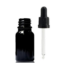 255x 5ml Čierna Sklenená Fľaška s Kvapkadlom s Čiernou T/E Pipetou