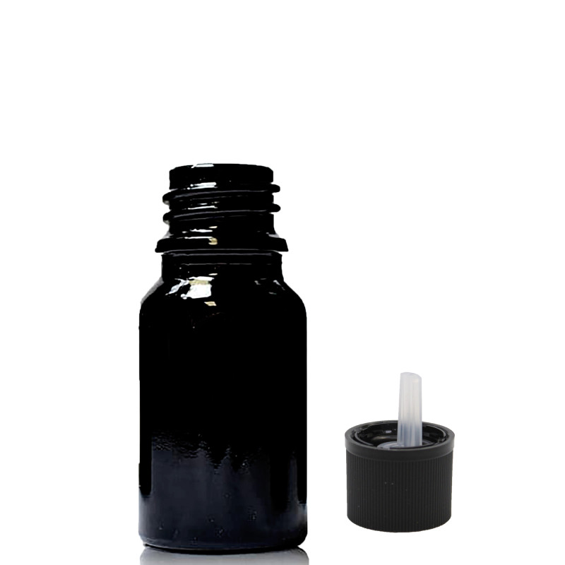 255x 5ml Čierna Sklenená Fľaška s Uzáverom s Detskou Poistkou
