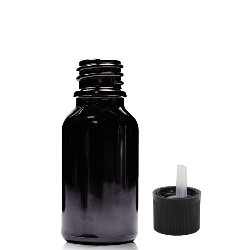 156x 15ml Čierna Sklenená Fľaška s Uzáverom s Detskou Poistkou
