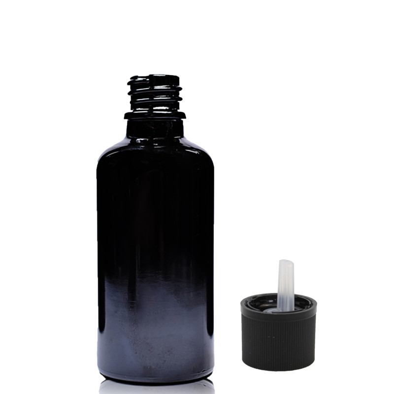 110x 30ml Čierna Sklenená Fľaška s Uzáverom s Detskou Poistkou