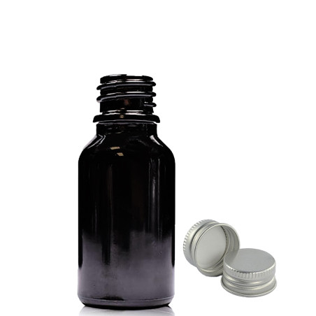 156x 15ml Čierna Sklenená Fľaška s Hliníkovým Uzáverom