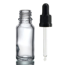 156x 15ml Číra Sklenená Fľaška s Kvapkadlom s Čiernou T/E Pipetou